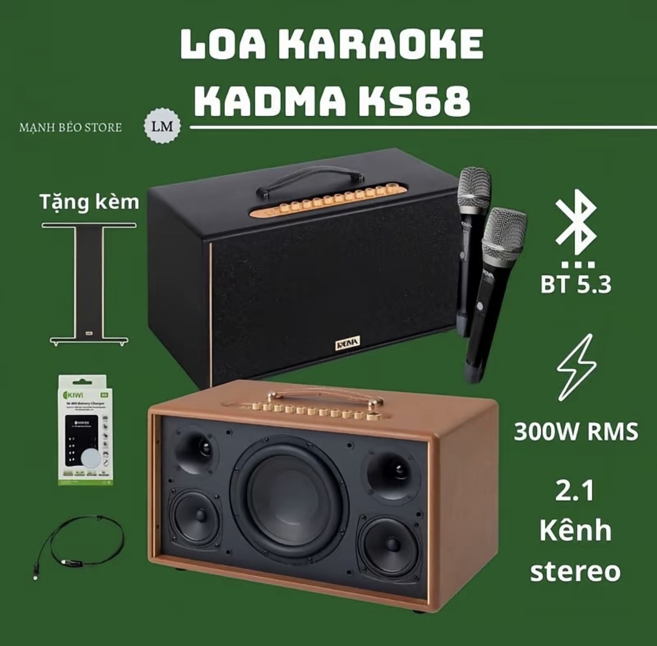 Loa karaoke di động Kadma - KS68 - 300W (Quà tặng trị giá 1 triệu)