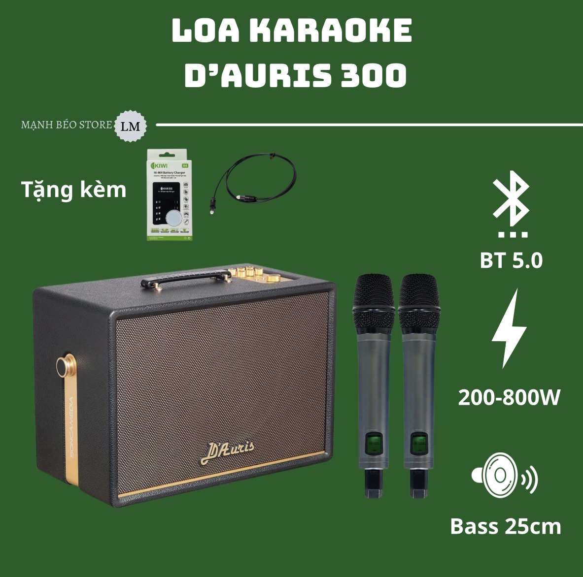 Loa karaoke xách tay Acnos - D’Auris 300 (Kèm quà tặng 1 triệu)