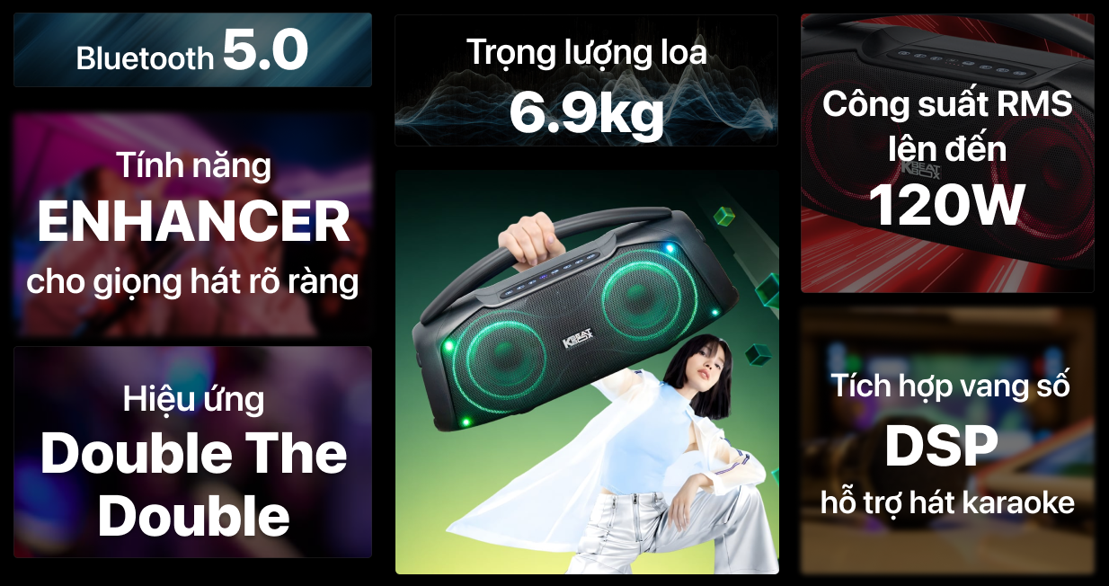 Loa karaoke di động - Acnos Chill, kèm 2 micro - Image 5